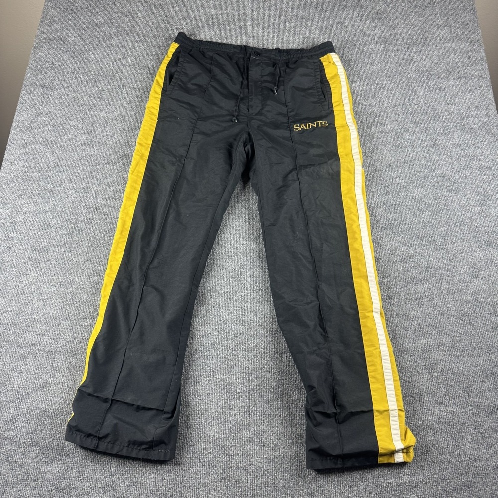 VINTAGE‎ New Orleans Saints Pants Mens M Black Track Warmup Fleece Starter 90s